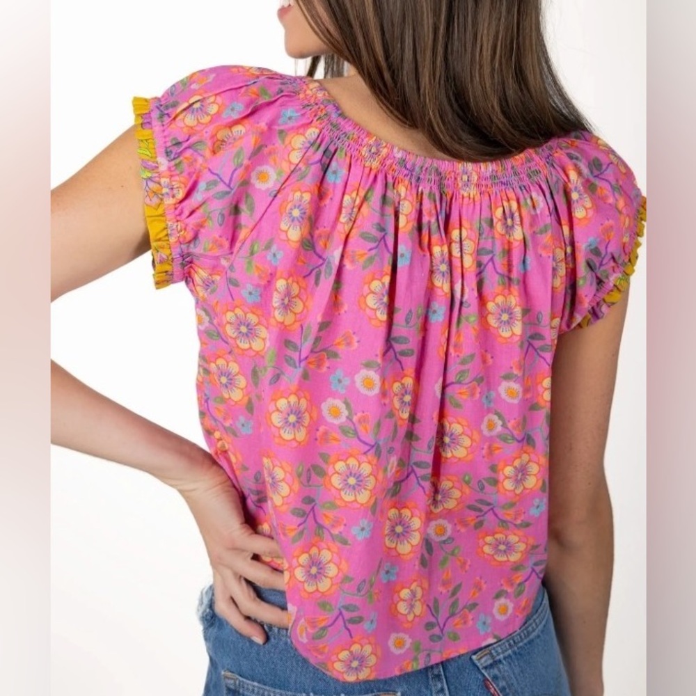 NATURAL LIFE Pink Floral Peasant Blouse - Picture 6 of 6